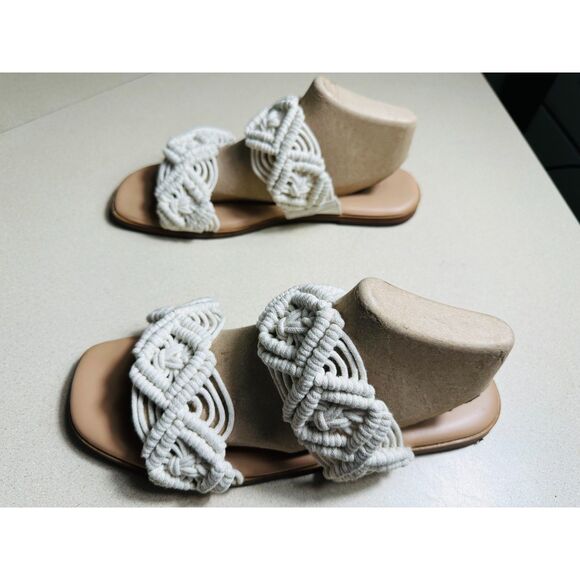 Torrid Women's BOHO Macrame Double Band Slide Sandals Double Wide Size 10WW - Picture 3 of 5